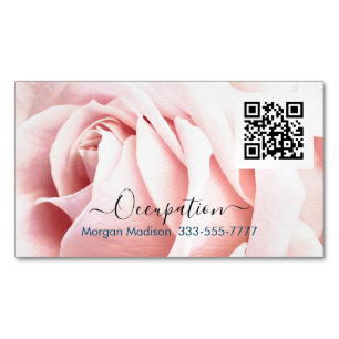 Carte De Visite Magnétique Votre profession, QR Code, Rose rose pâle