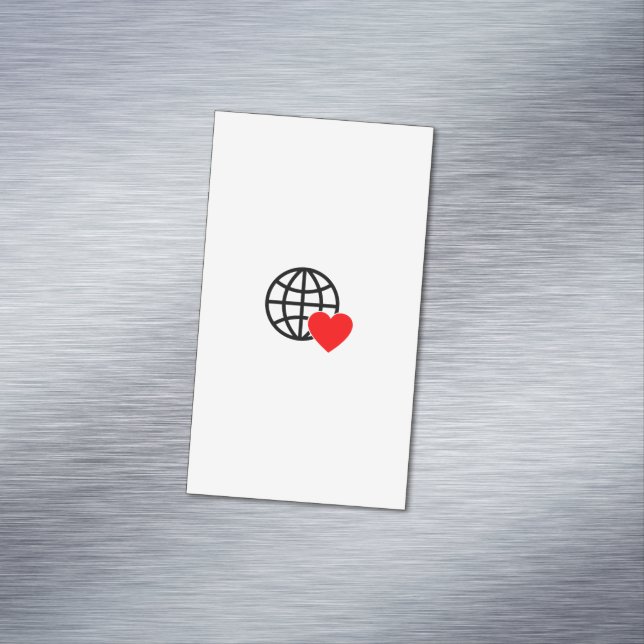 Carte De Visite Magnétique World Love Globe Icon | Heart Earth Summer Design (In Situ)