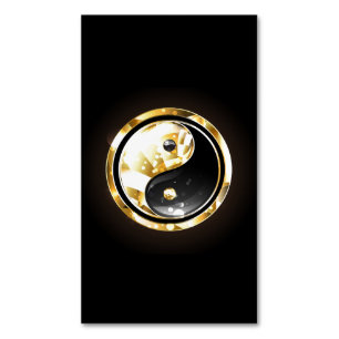 Carte De Visite Magnétique Yin Yang or sur noir