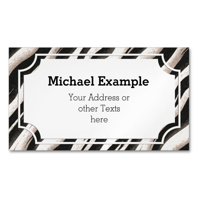 Carte De Visite Magnétique Zebra raye une texture transparente + vos idées (devant)