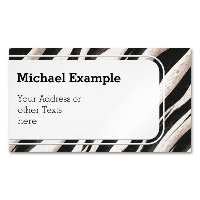 Carte De Visite Magnétique Zebra raye une texture transparente + vos idées (devant)