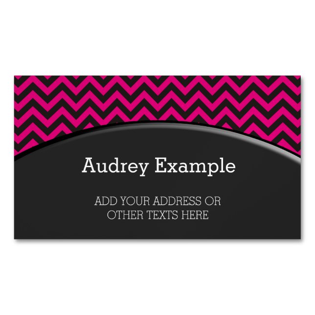 Carte De Visite Magnétique ZIGZAG pattern - black + your background & ideas (devant)