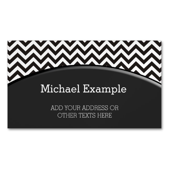 Carte De Visite Magnétique ZIGZAG pattern - black + your background & ideas (devant)