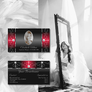 Carte De Visite Magnifique bijoux crachés de noir et rouge avec ph