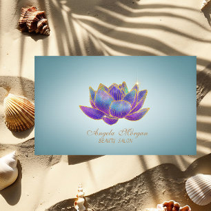 Carte De Visite Magnifique fleur de lotus violet pailleté bleu