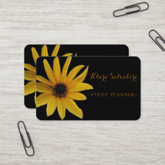 Carte De Visite Magnifique Noir Adorable Avec Tournesol Jaune