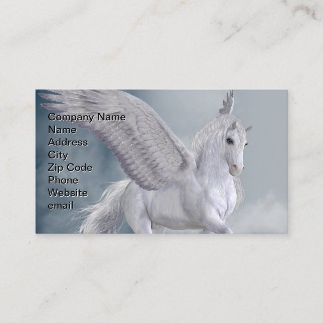 Carte De Visite Magnifique Pégase Blanc (Devant)