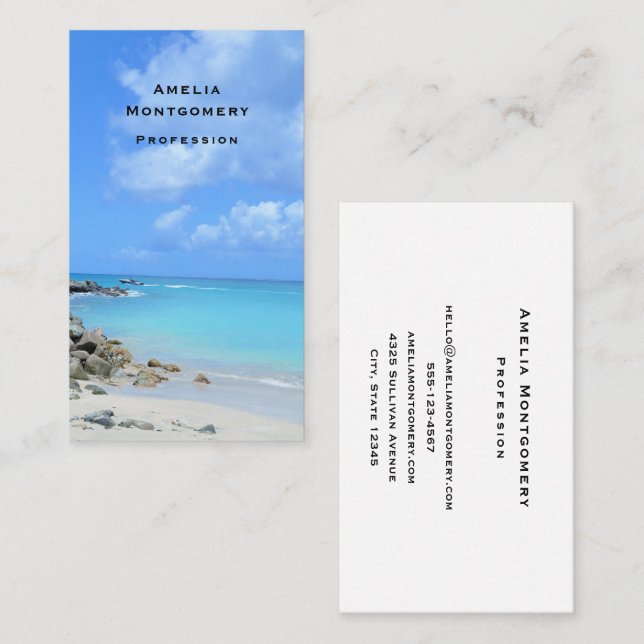 Carte De Visite Magnifique plage tropicale turquoise (Devant / Derrière)