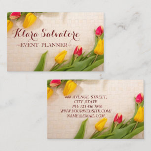 Carte De Visite Magnifique Superbe Tulipe Rouge Et Jaune