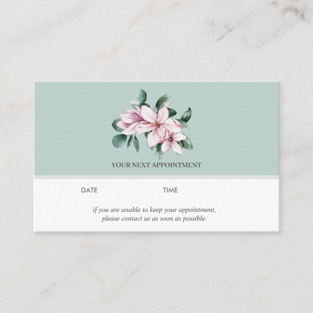 Carte De Visite Magnolia et Eucalyptus | Vert sage | Nomination (Devant)