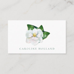 Carte De Visite Magnolia Fleur Aquarelle Élégante Professionnelle