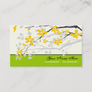 Carte De Visite Magnolia fleurs jaune citron vert floral