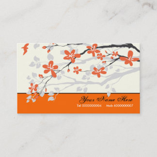 Carte De Visite Magnolia fleurs tangerine orangé