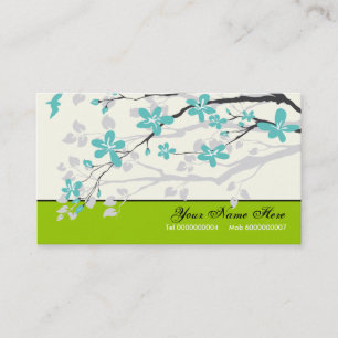 Carte De Visite Magnolia fleurs turquoise vert floral