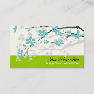 Carte De Visite Magnolia fleurs turquoise vert floral