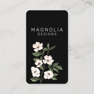 Carte De Visite Magnolia White Flower Branch Illustration Black