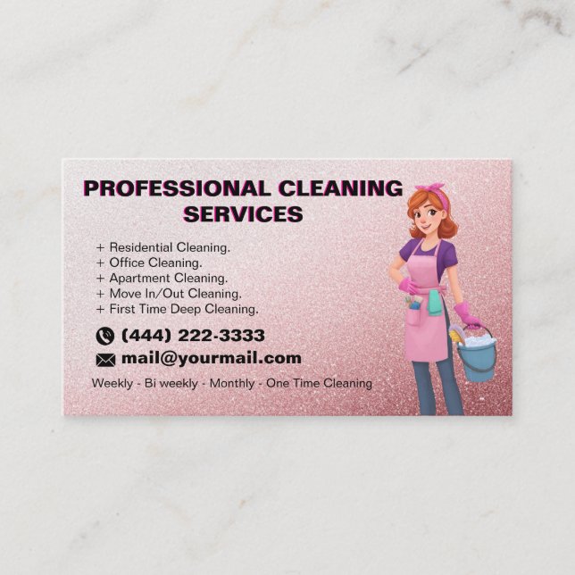 Carte De Visite  Maid Janitorial Lady House Cleaning Business Card (Devant)