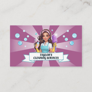Carte De Visite Maid Janitorial Lady House Service de nettoyage de