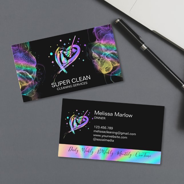 Carte De Visite Maid Résidentiel et Nettoyage commercial Duster Bu (Créateur téléchargé)
