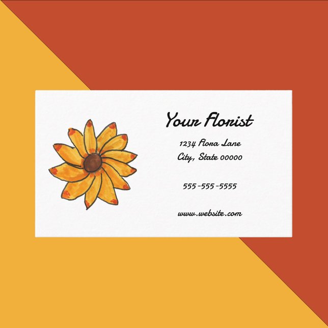 Carte De Visite Main de tournesol dessinée Personnaliser (A business card with a hand drawn sunflower and text you can personalize!)