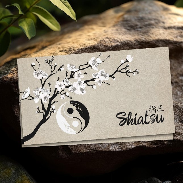 Carte De Visite Main de Yin Yang Branche d'arbre Sakura (Créateur téléchargé)