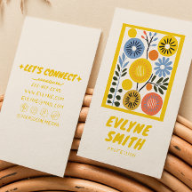 Main dessinée Jaune Gras Rétro Floral Unique