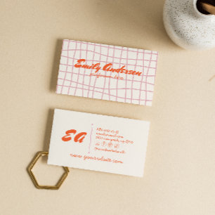 Carte De Visite Main orange rose rétro Écrite Super fille