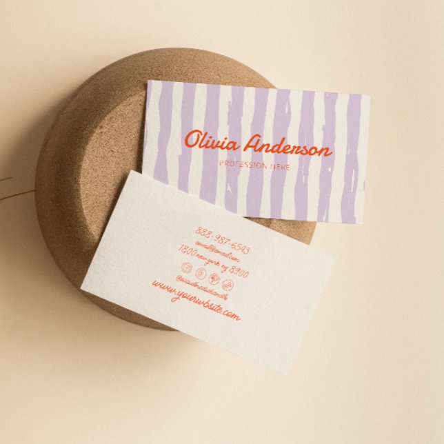 Carte De Visite Main violette rétro tractée (Créateur téléchargé)