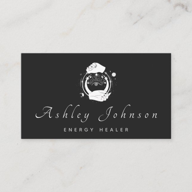 Carte De Visite Mains mystiques et troisième lune oeil psychique (Devant)