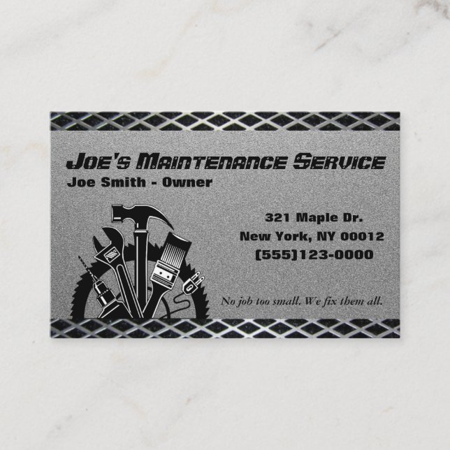 Carte De Visite Maintenance Réparation Handyman Service (Devant)