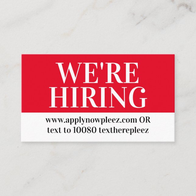 Carte De Visite Maintenant embaucher de l'aide pour l'emploi emplo (Devant)