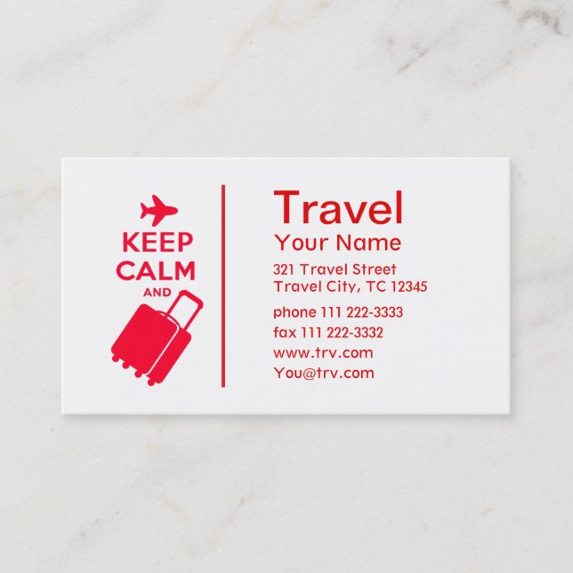 Carte De Visite Maintenez calme et continuez le bagage (Devant)