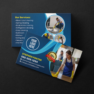Carte De Visite Maison Bleue Nettoyage Ménagère Janitorial Maid