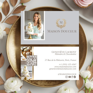 Carte De Visite Maison de boulangerie élégante de luxe Crête flora