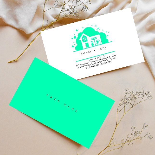 Carte De Visite Maison de dessin Services de nettoyage domestique  (Créateur téléchargé)