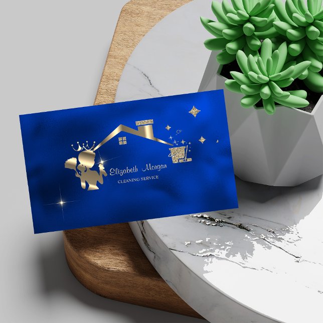 Carte De Visite Maison de ménage professionnelle Royal Blue (Créateur téléchargé)