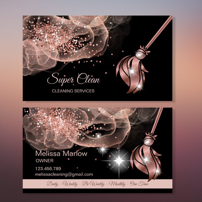 Carte De Visite Maison de ménage rose étincelant or Business C (Créateur téléchargé)