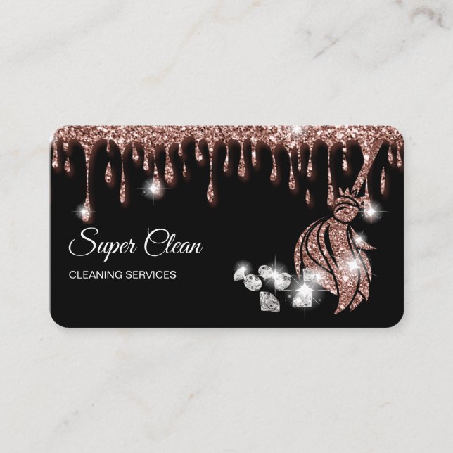 Carte De Visite Maison de nettoyage de domestique Sparkling rose d (Devant)