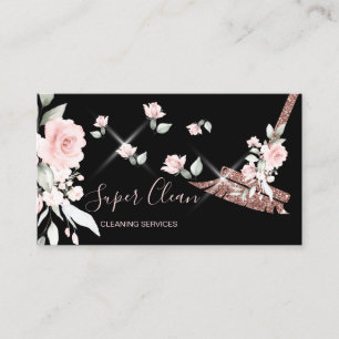 Carte De Visite Maison de nettoyage des domestiques Fleur d'or ros