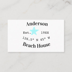 Carte De Visite Maison de plage Date année coordonnées personnalis