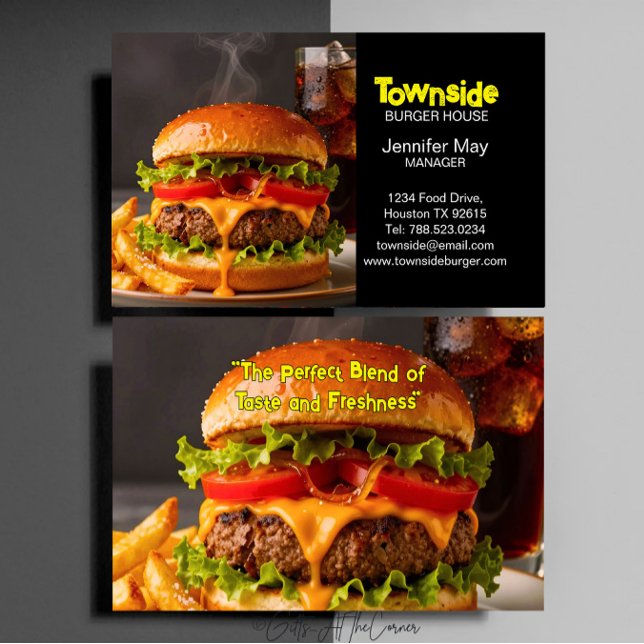 Carte De Visite Maison de restauration de boeuf bacon oeuf burger  (Créateur téléchargé)