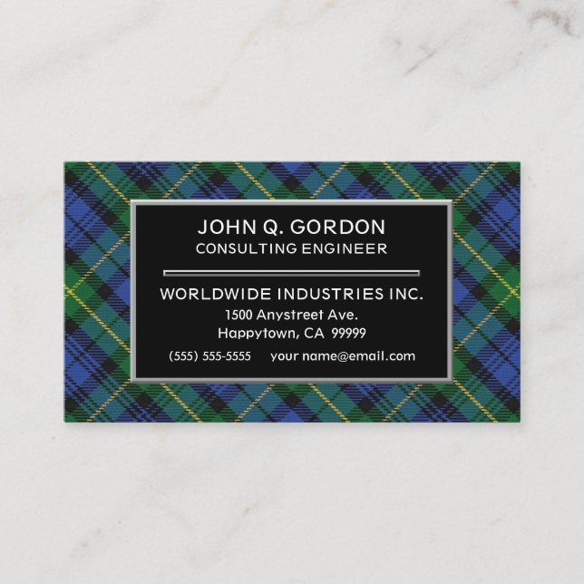 Carte De Visite Maison écossaise de Gordon Clan Tartan Plaid (Devant)