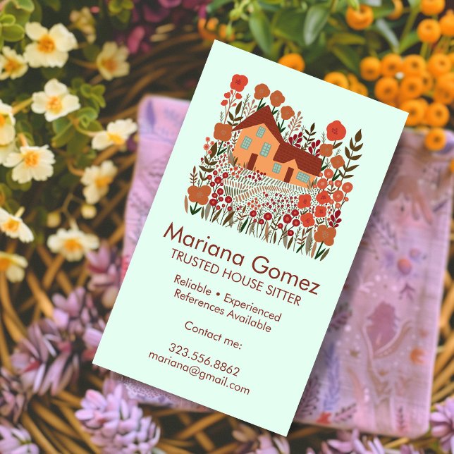Carte De Visite Maison Maison Maison Séjour Jardin Ferme sur mesur (Housesitter House Sitting Garden Farmhouse Custom Business Card
)