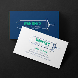 Carte De Visite Maison Minimaliste Bleue Verte Entretien Ménager N