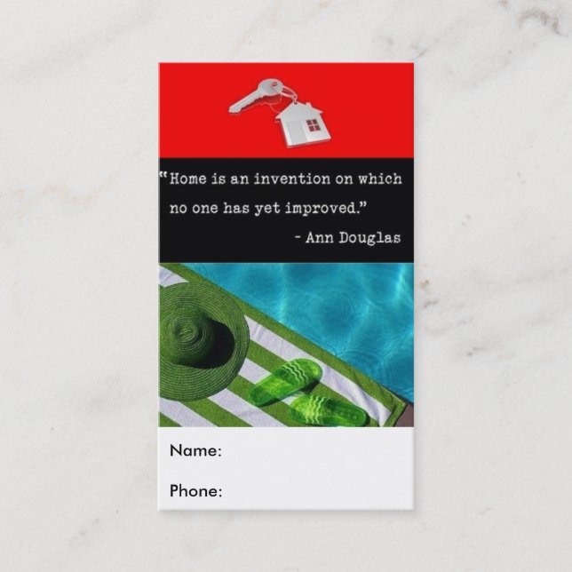 Carte De Visite Maison Moderne avec Piscine Immobilier (Devant)