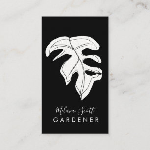 Carte De Visite Maison Plante Gardener Monstera Noir Blanc