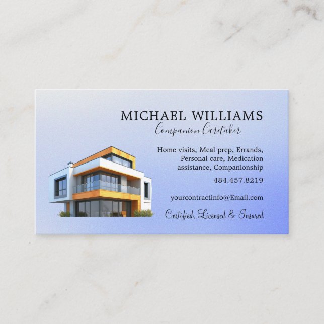 Carte De Visite Maison professionnelle branchée Services d'aidants (Devant)