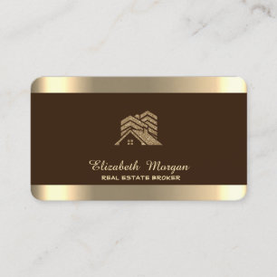 Carte De Visite Maison professionnelle Roof Immobilier Brown