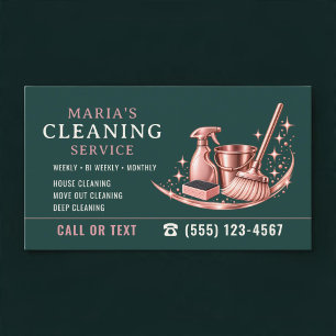 Carte De Visite  Maison Rose et Turquoise Service de Nettoyage 