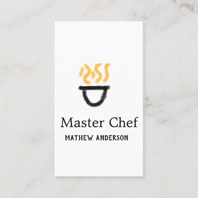 Carte De Visite Maître chef ajouter nom poêle noir feu fumée co (Devant)